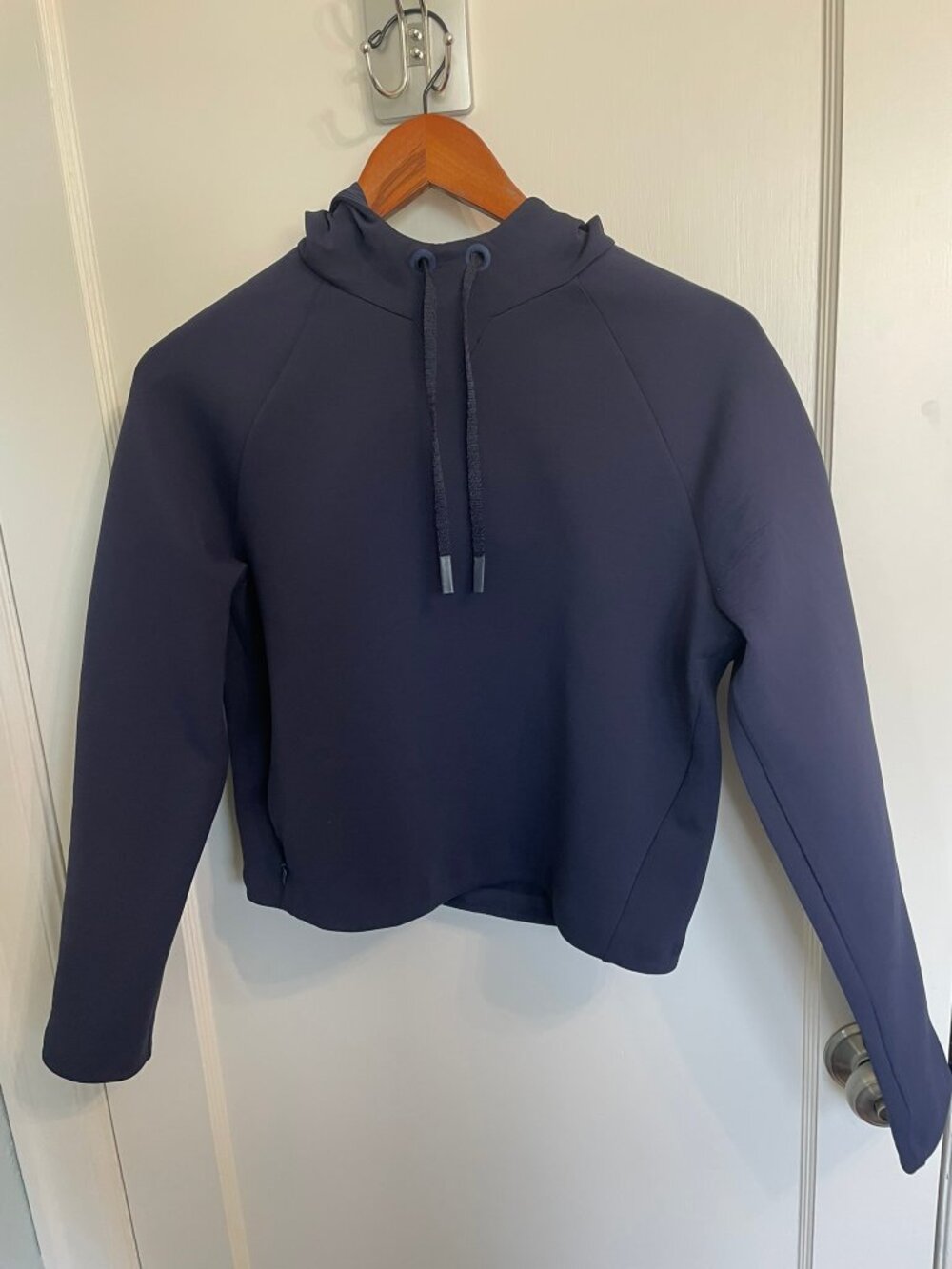 Lululemon Hooded Pullover Womens 6 Navy Crossover Hood Zip Pockets snags